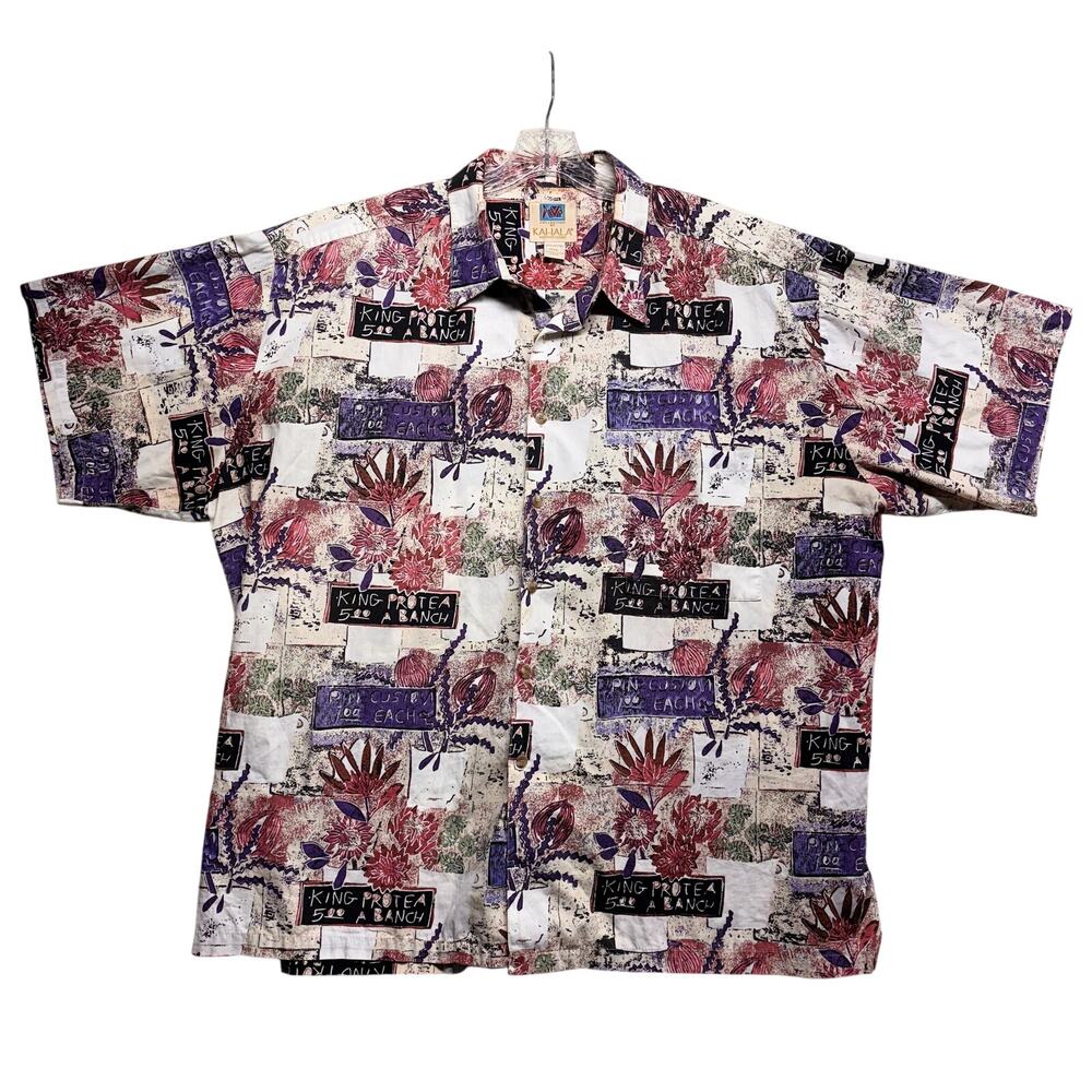 Avi Collection Kahala Shirt Mens 2XL XXL  Floral King Protea Hawaiian USA Made
